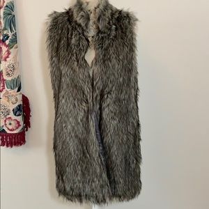 Faux Fur Black and White Vest Medium